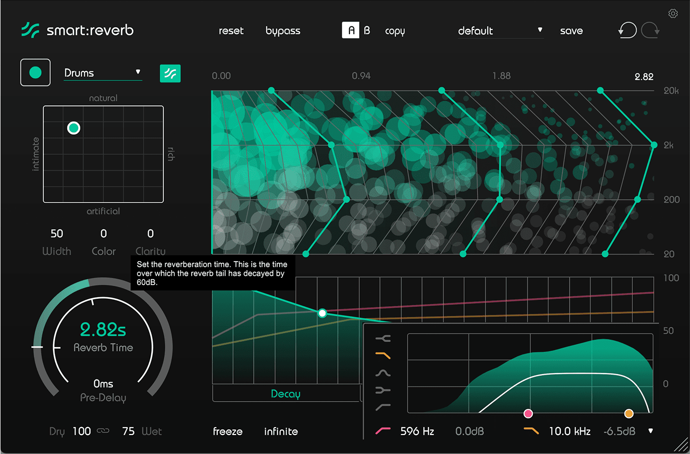 The Abbey Road Trick in smart:reverb: Pre-filter EQ with high and lowpass filter