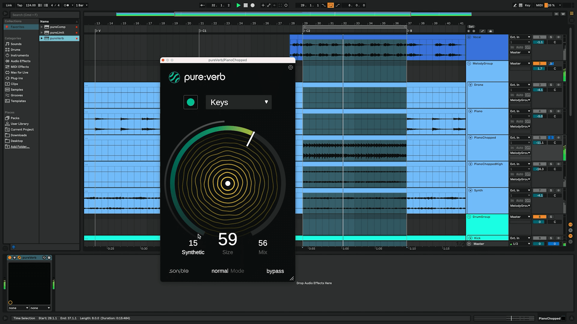 stylized sound with a more synthetic style with sonible's pure:verb