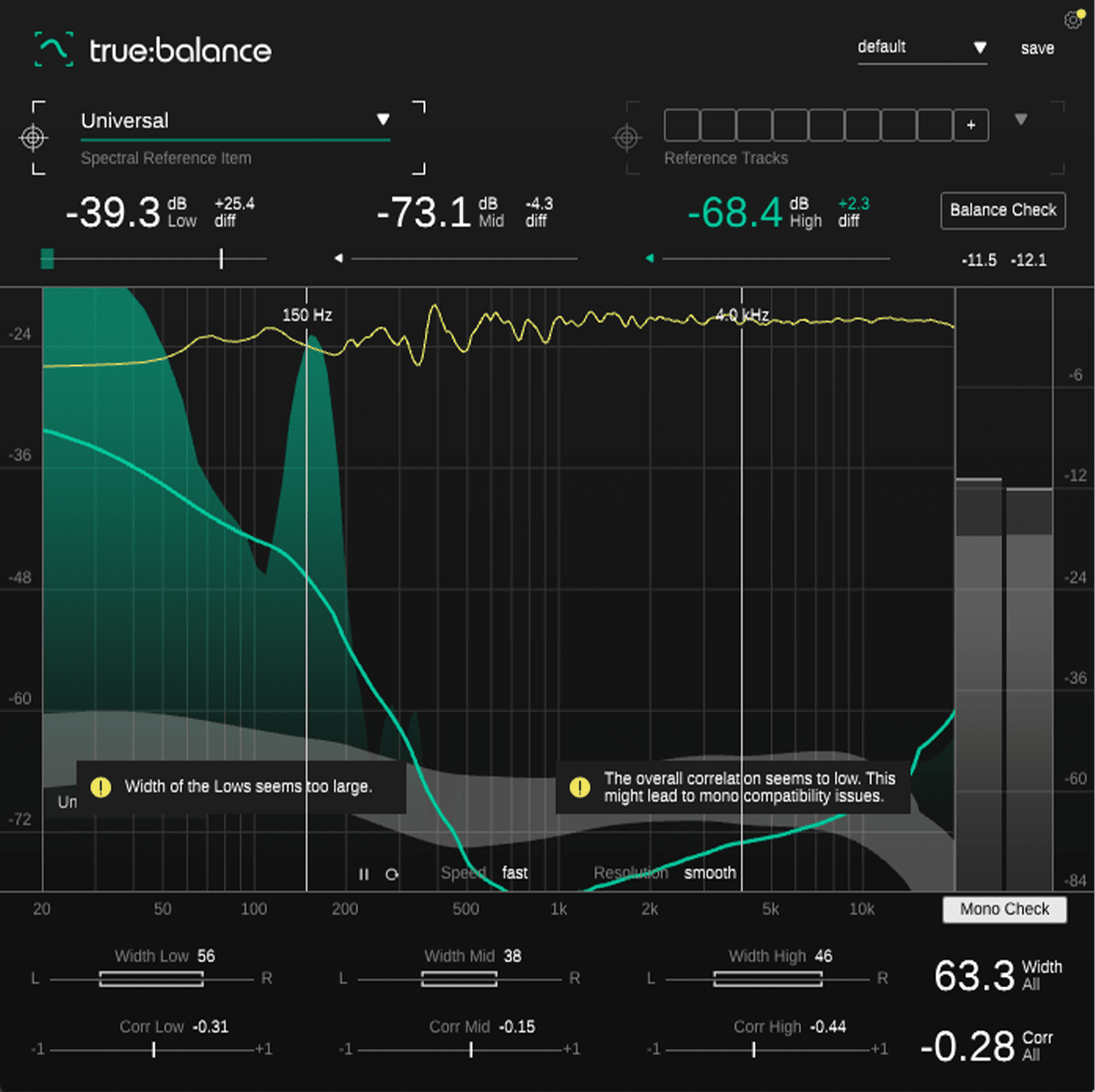 sonible true balance interface with improvement suggestions