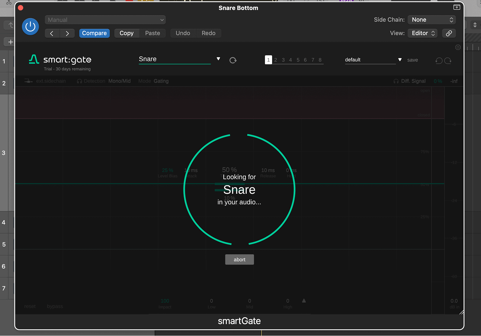 smart:gate listening to your audio and identifying the snare sound. 
